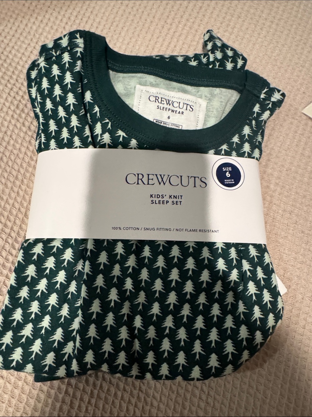 Crewcuts Green Knit Kids' Sleep Set with Tree Print